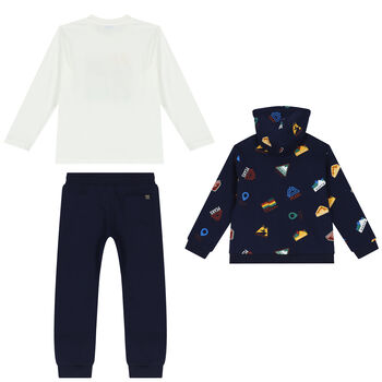 Boys Navy Blue & White 3-Piece Tracksuit